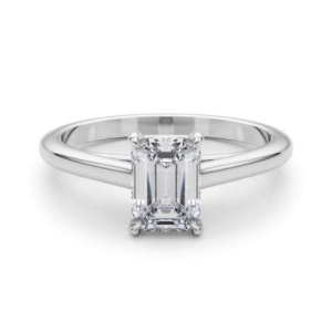 Nadalyne Natural Emerald cut 4 Prong Diamond Solitaire Ring