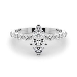 Serin Lab-Created Diamond 6 Prong Side Stone Engagement Ring