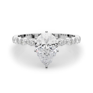 Serin Lab-Created Diamond 6 Prong Side Stone Engagement Ring
