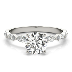 Livisa Natural Diamond Round cut 4 Prong  Side Stone Engagement Ring
