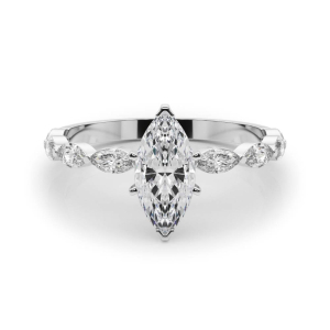 Livisa Natural Diamond 6 Prong Side Stone Engagement Ring