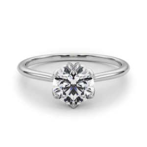 Minnie Natural Round cut V Prong  Solitaire Diamond Ring