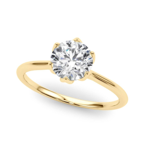 Minnie Natural Yellow Gold V Prong Solitaire Diamond Ring