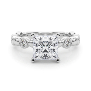 Esther Lab-Created Diamond 4 Prong Halo Engagement Ring