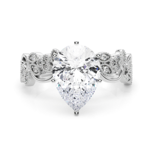 Zeonna Lab Grown Diamond 6 Prong Side Stone Engagement Ring