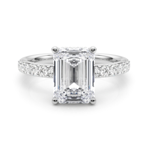 Zerofia Lab-Created Diamond 4 Prong Halo Engagement Ring