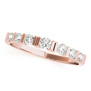 Lab-Created Rose Gold Bar-Set 7 Stone Diamond Ring
