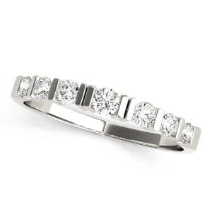 Lab-Created Round cut Bar-Set  7 Stone Diamond Ring