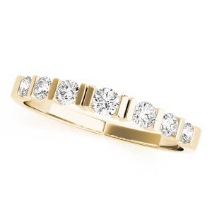 Lab-Created Yellow Gold Bar-Set 7 Stone Diamond Ring