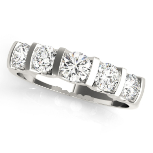 Lab-Created Round cut Bar-Set  5 Stone Diamond Ring