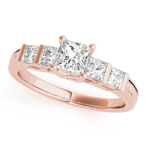 Allora Lab-Created Rose Gold Bar And Prong Set Side Stone Diamond Ring