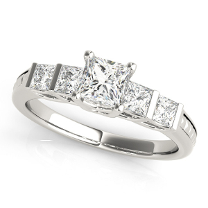Allora Lab-Created Princess cut Bar And Prong Set Side Stone Diamond Ring