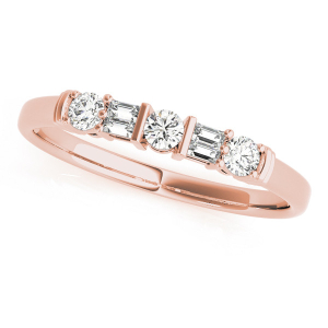 Maevery Lab-Created Rose Gold Bar And Prong Set  Diamond Ring