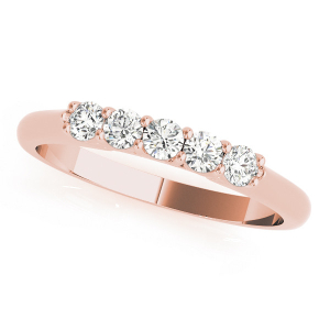 Akira Lab-Created Rose Gold Prong 5 Stone Diamond Ring