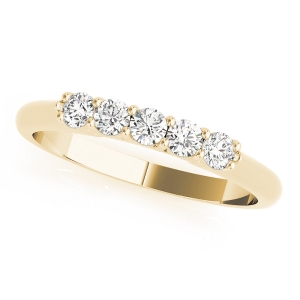 Akira Lab-Created Yellow Gold Prong 5 Stone Diamond Ring