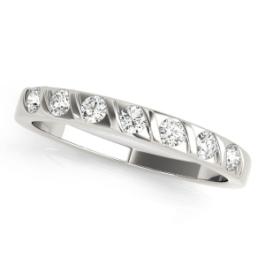 Lab-Created Round cut Bar-Set  7 Stone Diamond Ring