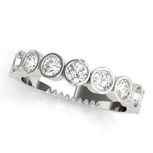 Lab-Created Round cut Bezel-Set  Half Eternity Diamond Ring