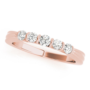 Lab-Created Rose Gold Bar-Set 5 Stone Diamond Ring