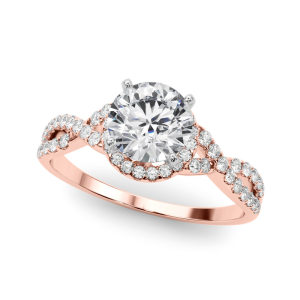 Nyari Lab-Created Rose Gold 4 Prong Side Stone Diamond Ring