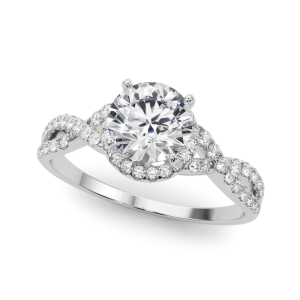 Nyari Lab-Created Round cut 4 Prong  Side Stone Diamond Ring