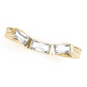 lesley Lab-Created Yellow Gold Bar-Set Trilogy Diamond Ring
