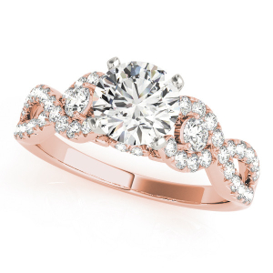 Joanie Lab-Created Rose Gold 4 Prong Side Stone Diamond Ring