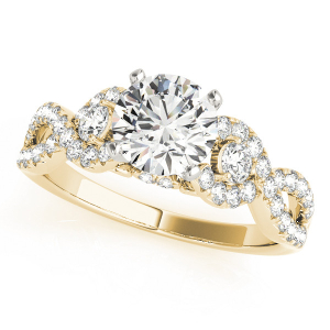 Joanie Lab-Created Yellow Gold 4 Prong Side Stone Diamond Ring