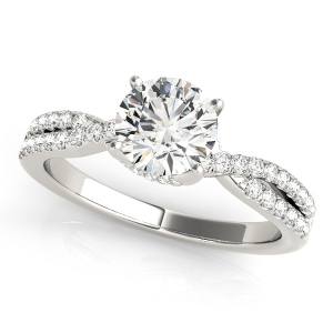 Kameron Lab-Created Round cut 4 Prong  Side Stone Diamond Ring