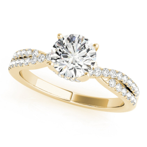 Kameron Lab-Created Yellow Gold 4 Prong Side Stone Diamond Ring