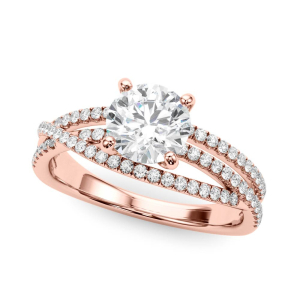 Kamyla Lab-Created Rose Gold 4 Prong Side Stone Diamond Ring
