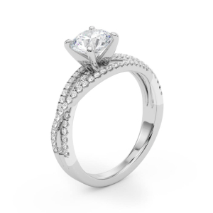 Kamyla Lab-Created Round cut 4 Prong  Side Stone Diamond Ring