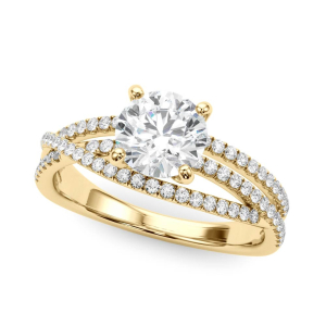 Kamyla Lab-Created Yellow Gold 4 Prong Side Stone Diamond Ring