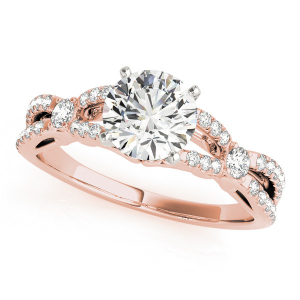  Boudica Lab-Created Rose Gold 4 Prong Side Stone Diamond Ring