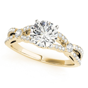 Boudica Lab-Created Yellow Gold 4 Prong Side Stone Diamond Ring
