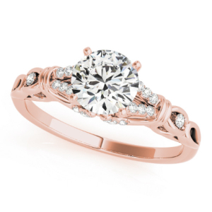 Aliya Lab-Created Rose Gold 4 Prong Side Stone Diamond Ring