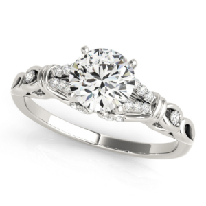 Aliya Lab-Created Round cut 4 Prong  Side Stone Diamond Ring