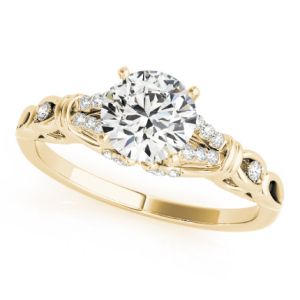 Aliya Lab-Created Yellow Gold 4 Prong Side Stone Diamond Ring