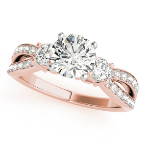 Karson Lab-Created Rose Gold 4 Prong Side Stone Diamond Ring