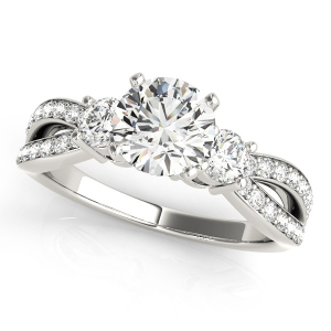 Karson Lab-Created Round cut 4 Prong  Side Stone Diamond Ring