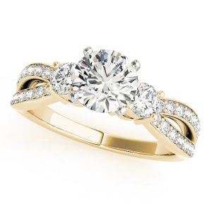 Karson Lab-Created Yellow Gold 4 Prong Side Stone Diamond Ring