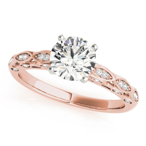 Lenny Lab-Created Rose Gold 4 Prong Side Stone Diamond Ring