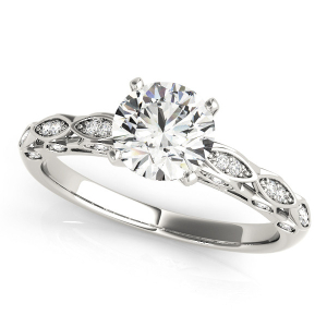 Lenny Lab-Created Round cut 4 Prong  Side Stone Diamond Ring