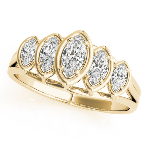 Lab-Created Yellow Gold Prong-Set 5 Stone Diamond Ring