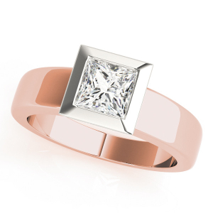 Zavi Lab-Created Diamond Rose Gold Bezel Classic Solitaire Engagement Ring
