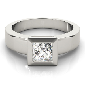 Zavi Lab-Created Diamond Bezel Classic Solitaire Engagement Ring