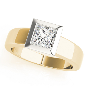 Zavi Lab-Created Diamond Yellow Gold Bezel Classic Solitaire Engagement Ring