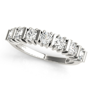 Lab-Created Round cut Bar-Set  7 Stone Diamond Ring