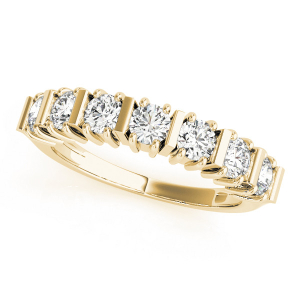 Lab-Created Yellow Gold Bar-Set 7 Stone Diamond Ring