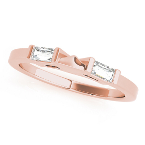 leeba Lab-Created Rose Gold Bar-Set Two Stone Diamond Ring