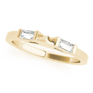 leeba Lab-Created Yellow Gold Bar-Set Two Stone Diamond Ring